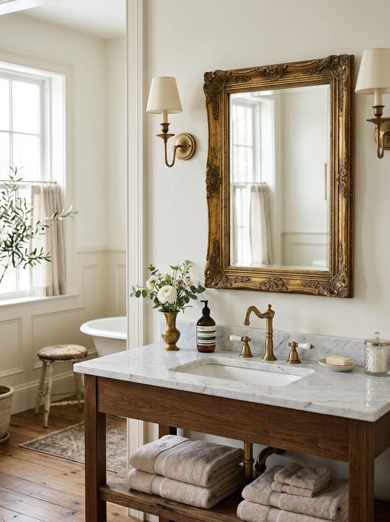 22 Bathroom Wall Decor Ideas for a Stunning Retreat 20 Antique Frame Mirror