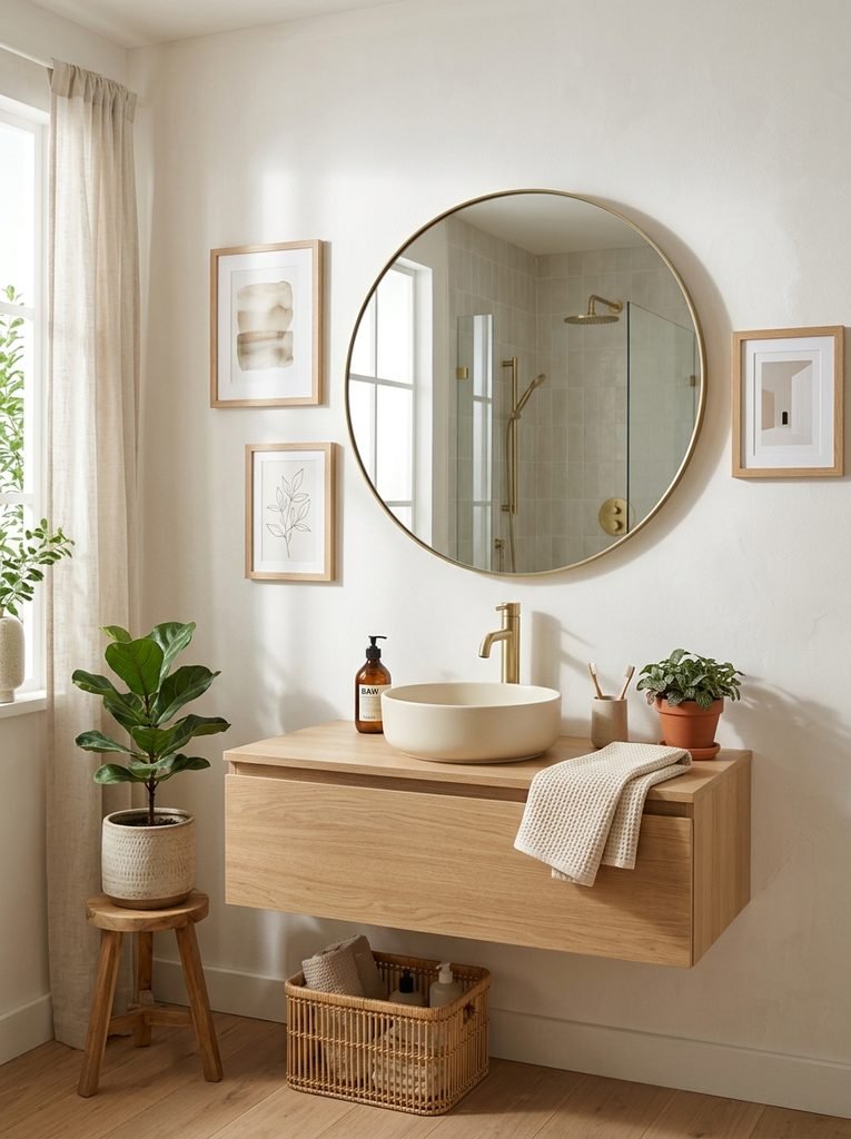 22 Bathroom Wall Decor Ideas for a Stunning Retreat 11 Round Mirror Gallery