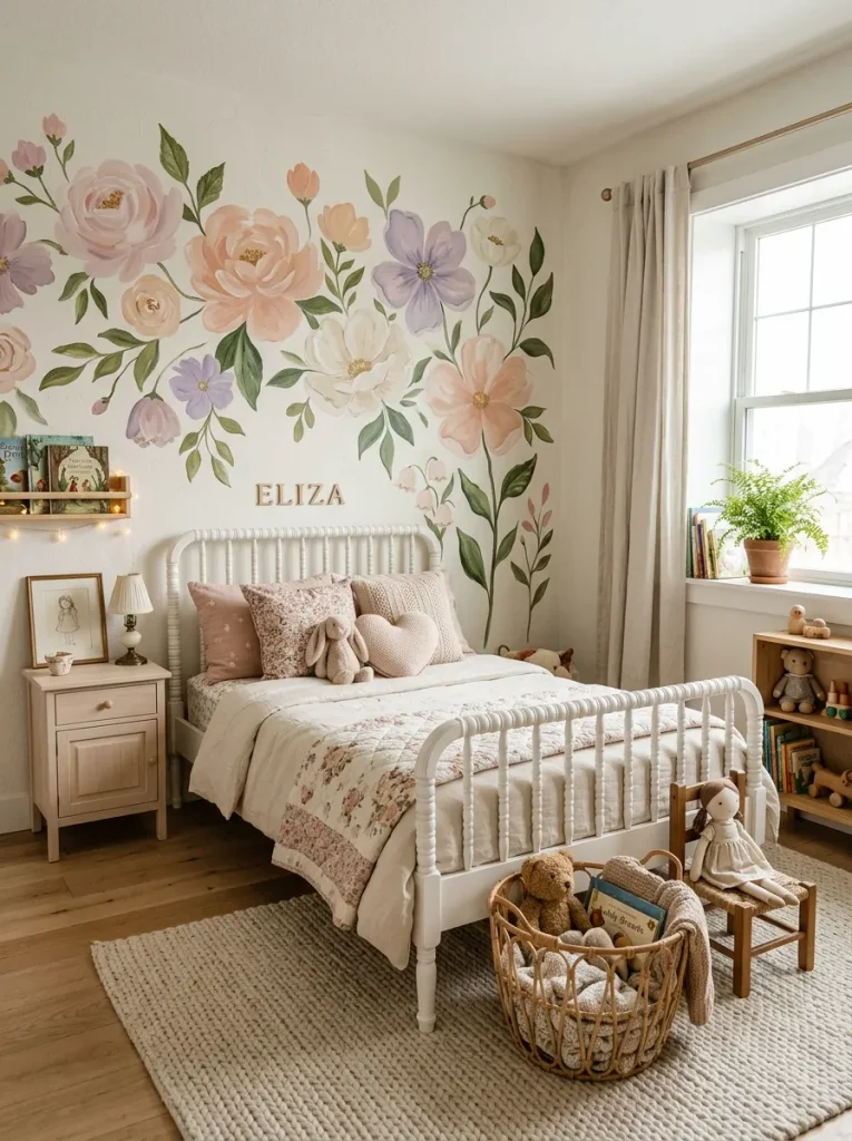 29 Little Girls Bedroom Ideas for Magical Makeovers 8 Flower Wall Mural
