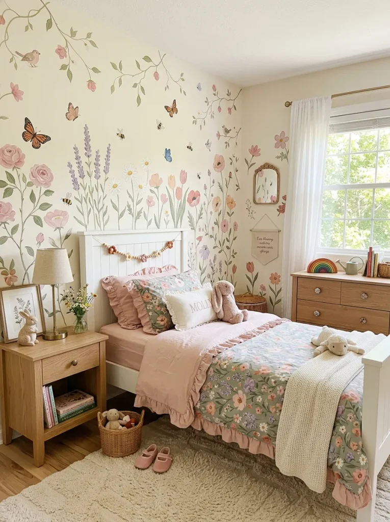 29 Little Girls Bedroom Ideas for Magical Makeovers 22 Garden Wall Theme