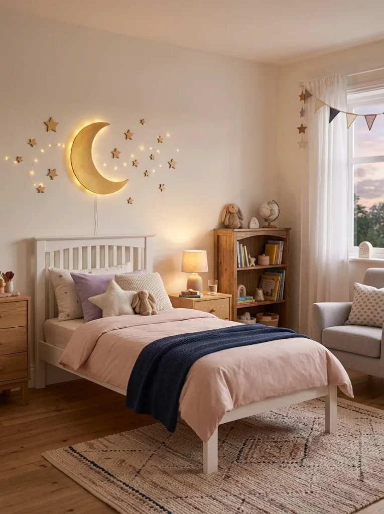 29 Little Girls Bedroom Ideas for Magical Makeovers 20 Moon Wall Accent