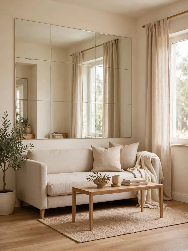 26 Very Small Living Room Ideas for a Spacious Feel 5 Mirrored Accent Wall
