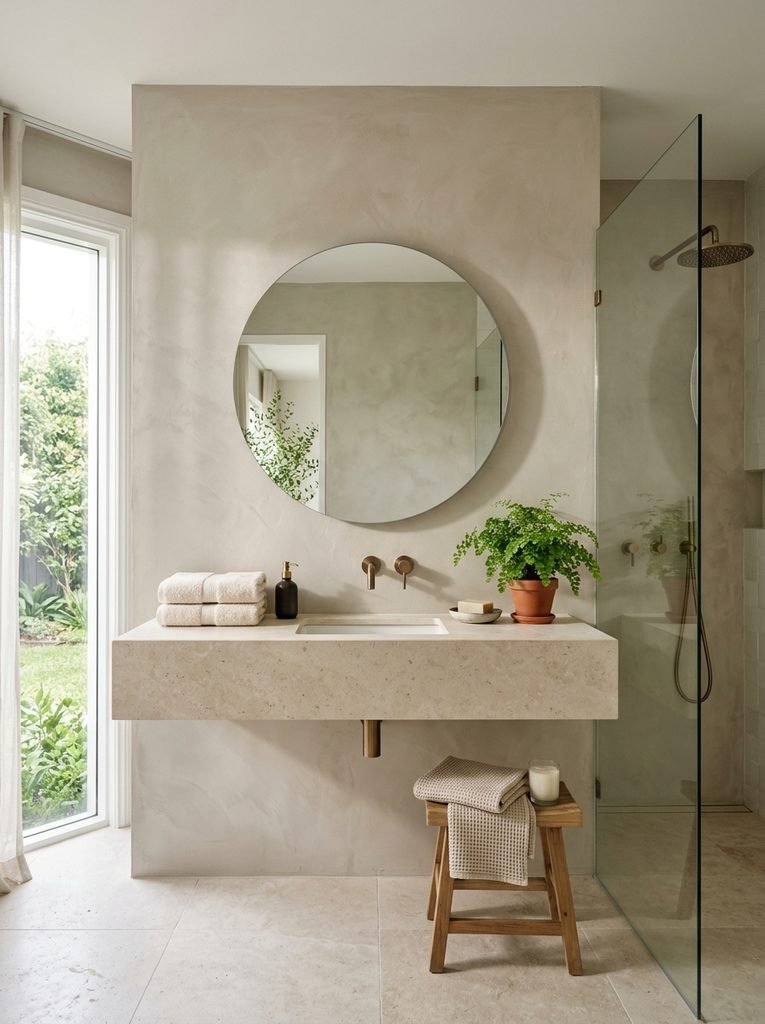 22 Bathroom Wall Decor Ideas for a Stunning Retreat 7 Textured Plaster Feature