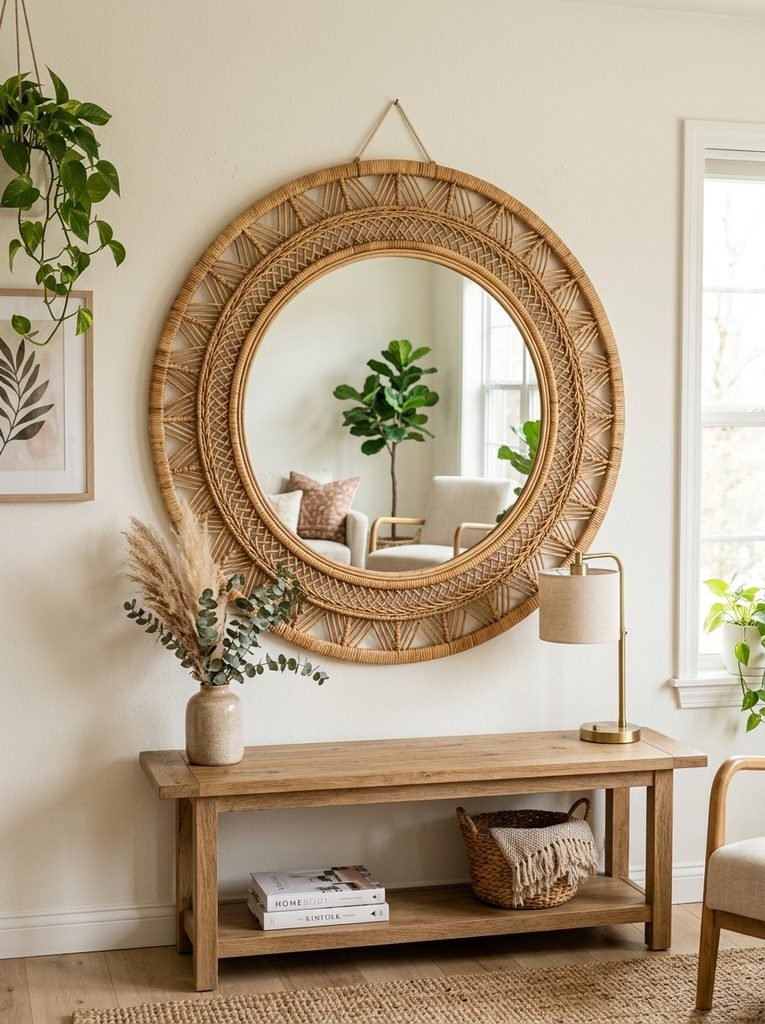 22 Bathroom Wall Decor Ideas for a Stunning Retreat 23 Rattan Wall Mirror