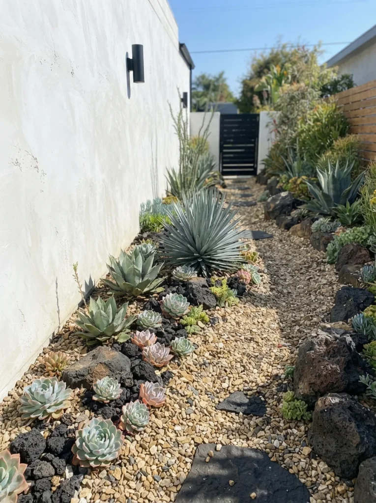 26 Side of House Landscaping Ideas You'll Truly Adore 24 Succulent Rock Bed