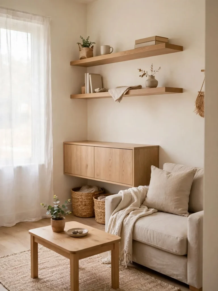26 Very Small Living Room Ideas for a Spacious Feel 3 Wall Mounted Storage