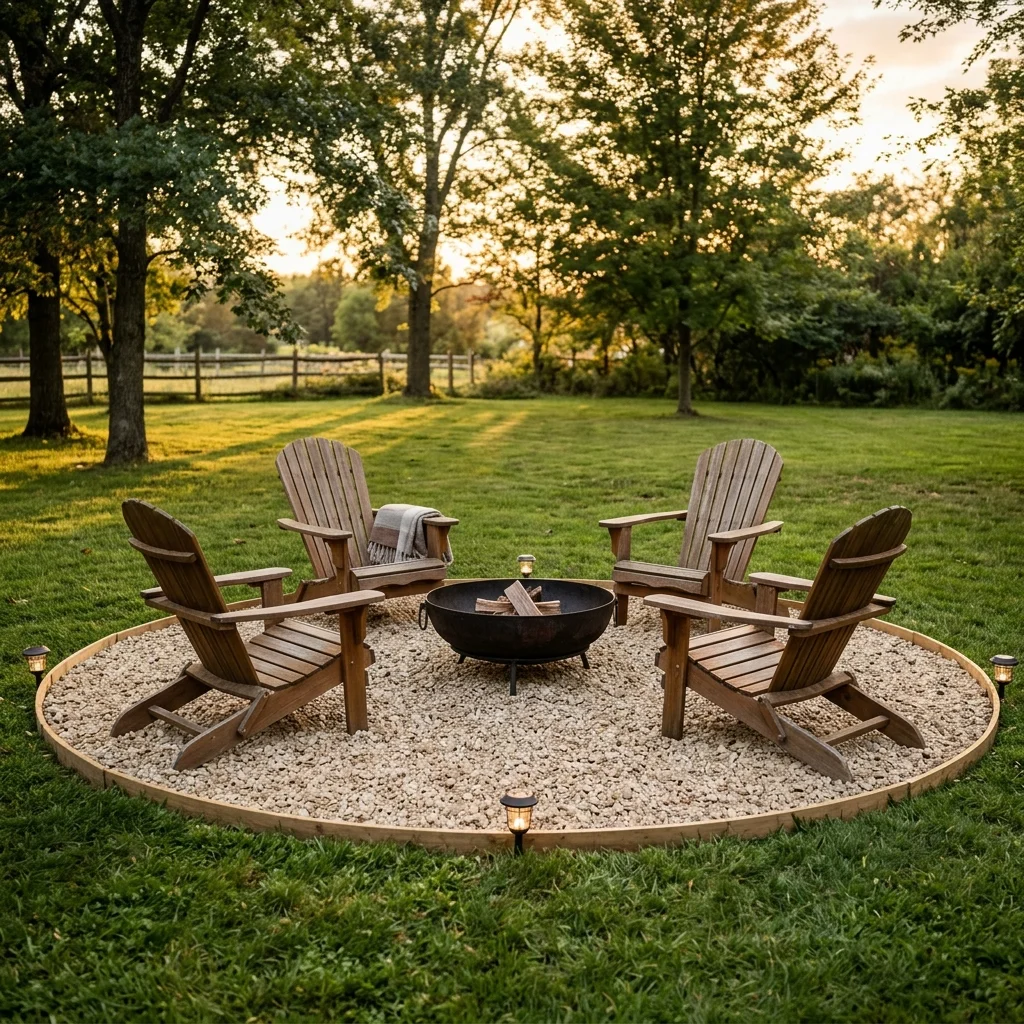 Gravel and Adirondack Chairs
