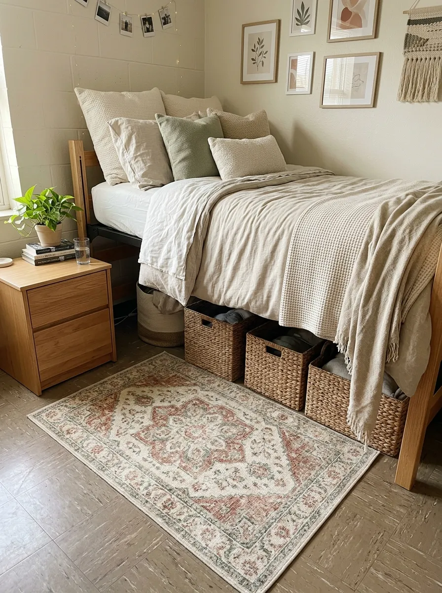 26 Dorm Room Decor Ideas for a Fresh, Personal Look 10 Soft Area Rug