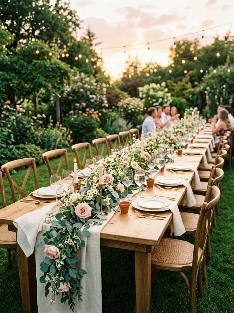 30 Backyard Party Aesthetic Ideas That Feel Magical 5 Floral Table Runner