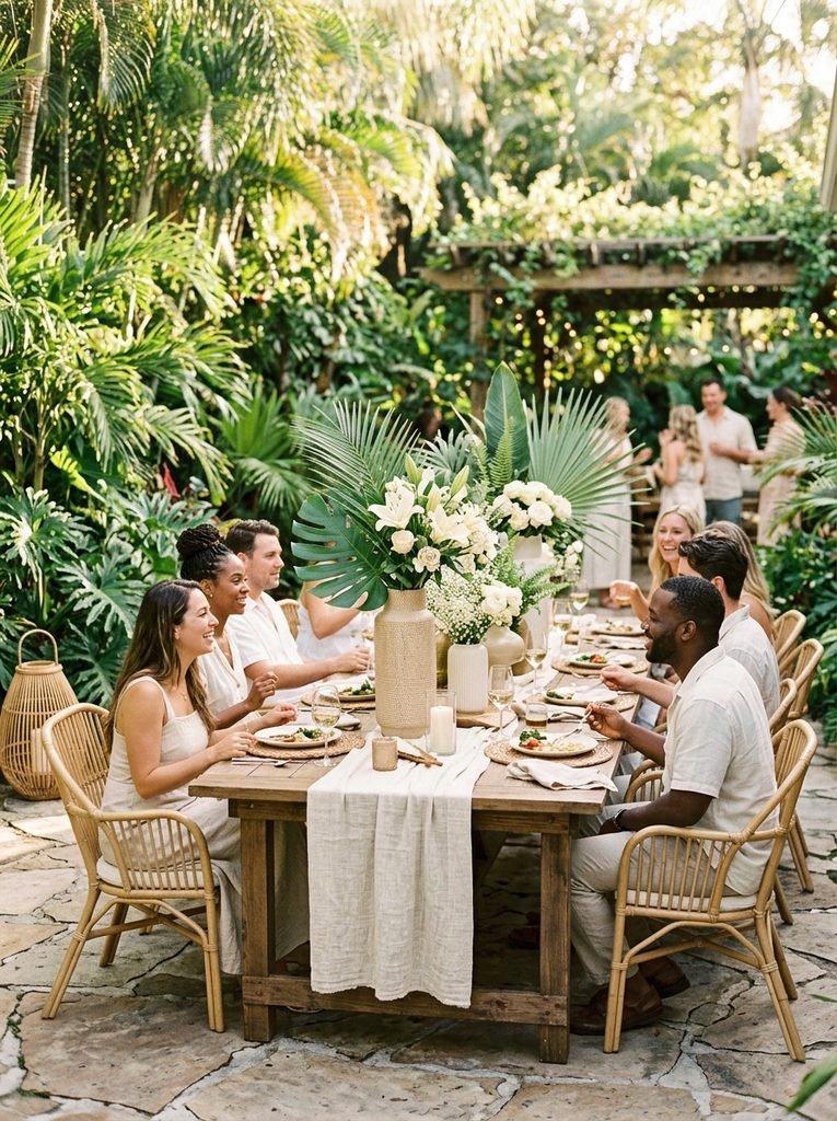 30 Backyard Party Aesthetic Ideas That Feel Magical 15 Tropical Leaf Decor
