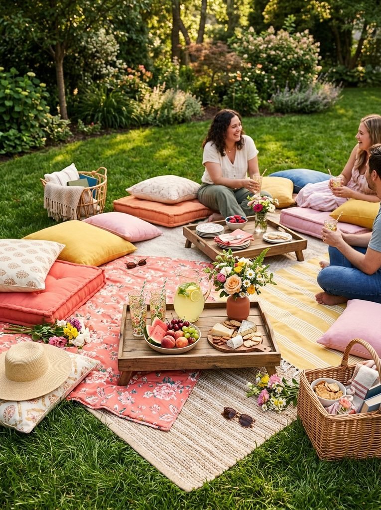 30 Backyard Party Aesthetic Ideas That Feel Magical 4 Colorful Picnic Setup