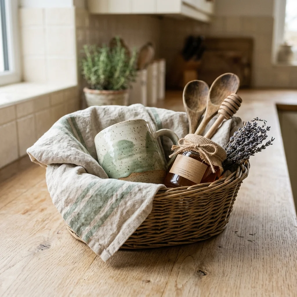 27 Housewarming Gift Basket Ideas You'll Truly Adore 2 Cozy Kitchen Basket