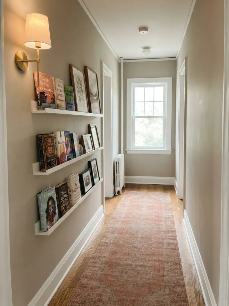 26 Bookshelf Ideas That Make Any Room Feel Polished 14 Narrow Hallway Shelves