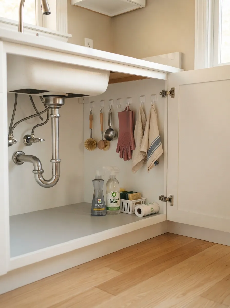 27 Under Kitchen Sink Organization Ideas to Save Space 25 Back-of-Cabinet Hooks
