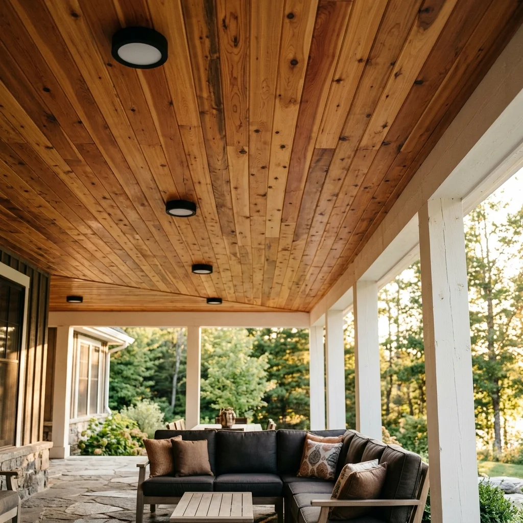 29 Covered Porch Ideas for a Warm, Welcoming Retreat 17 Cedar Plank Ceiling