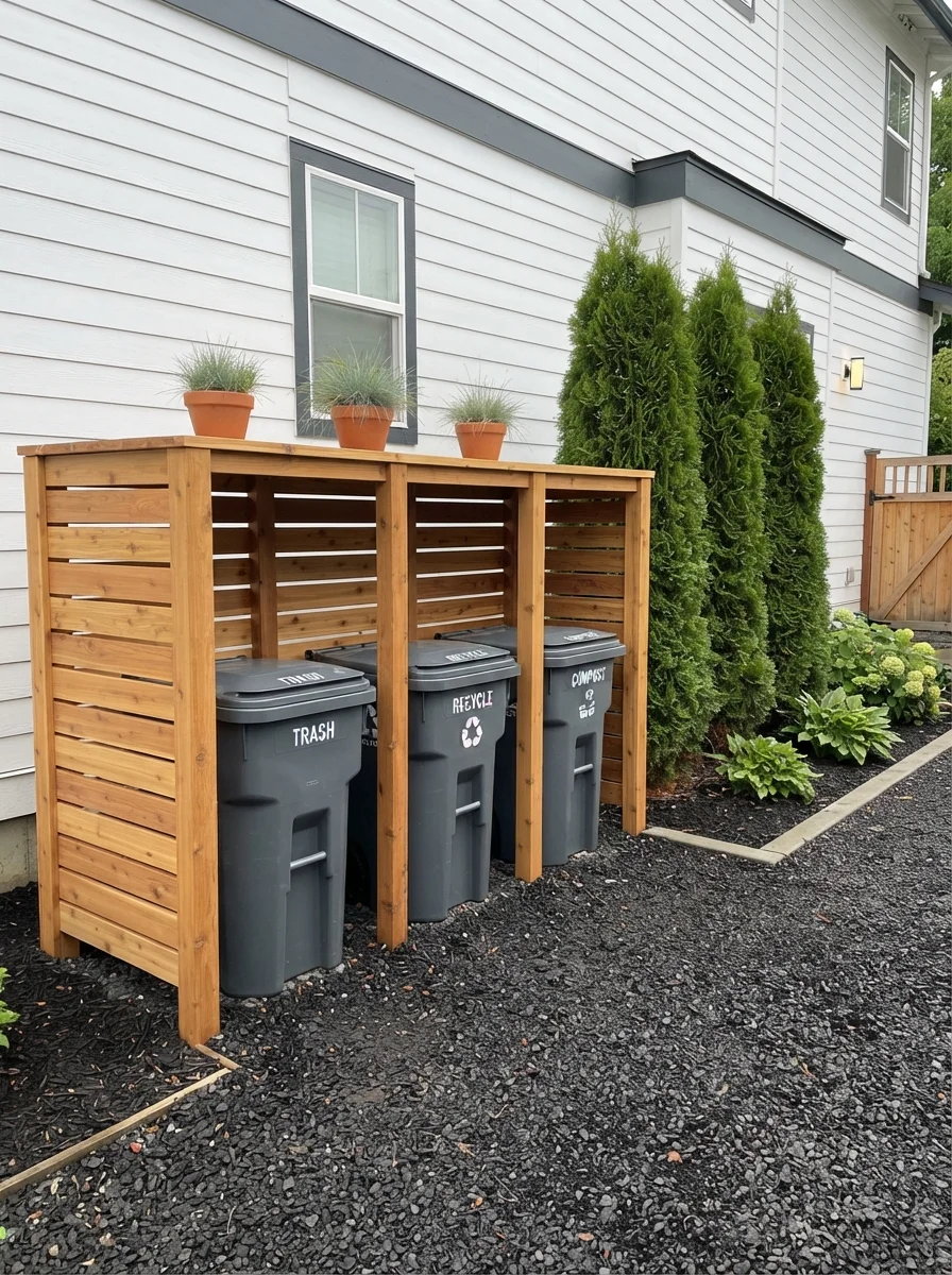 26 Side of House Landscaping Ideas You'll Truly Adore 6 Bin Screen Fence