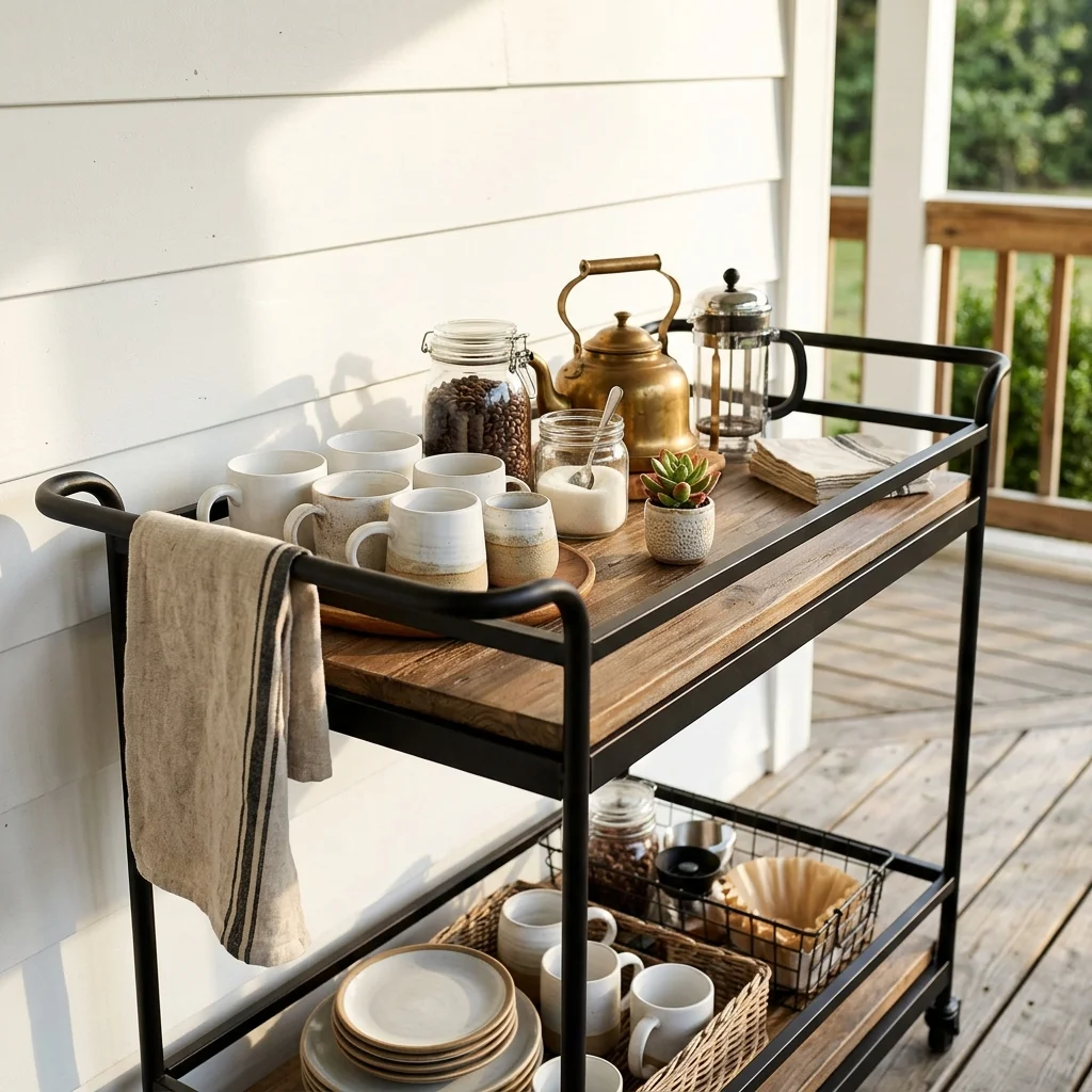 29 Covered Porch Ideas for a Warm, Welcoming Retreat 16 Coffee Bar Cart