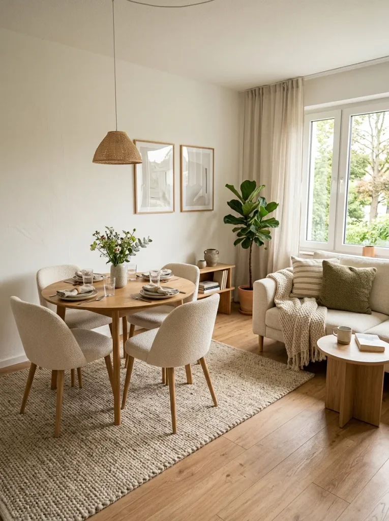 26 Small Living Room Dining Room Combo Ideas to Try 3 Round Dining Table