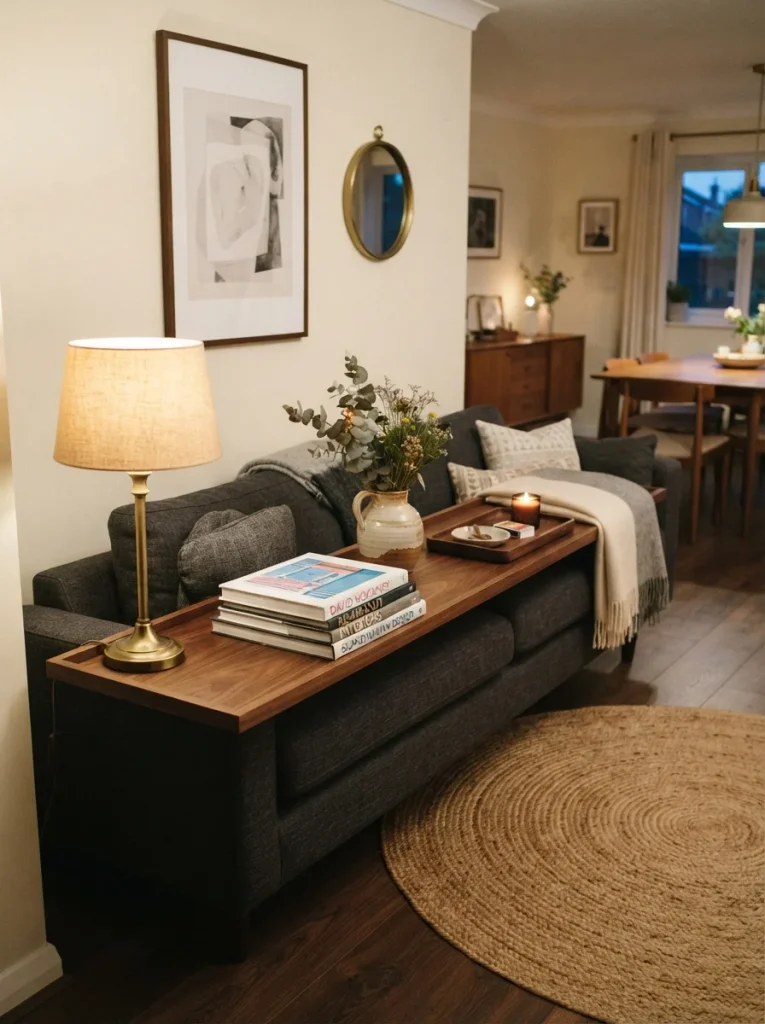 26 Bookshelf Ideas That Make Any Room Feel Polished 12 Behind the Sofa Shelf