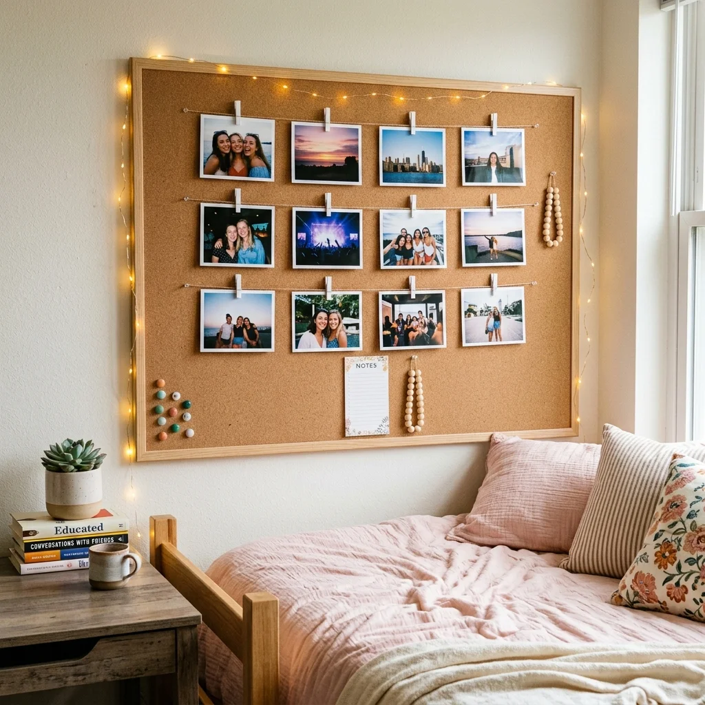 28 College Cork Board Ideas to Boost Campus Style Fast 2 Photo Grid Wall