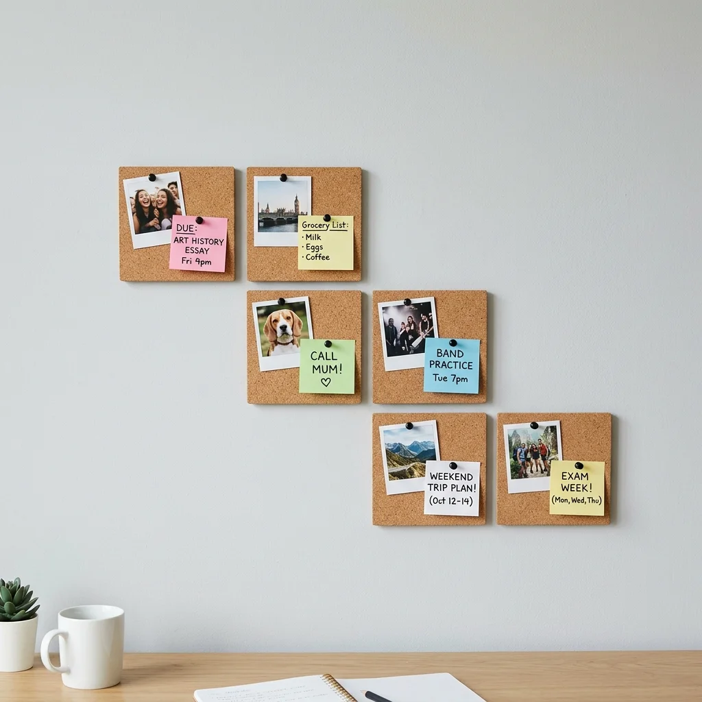 28 College Cork Board Ideas to Boost Campus Style Fast 9 Mini Tile Cluster