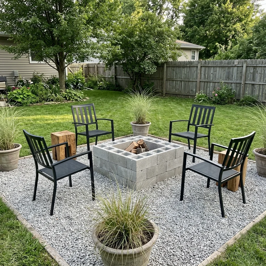 DIY Concrete Block Fire Pit