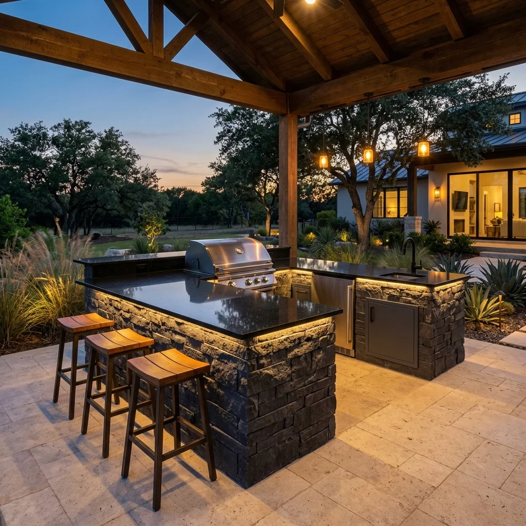 Dark Stone Outdoor Kitchen