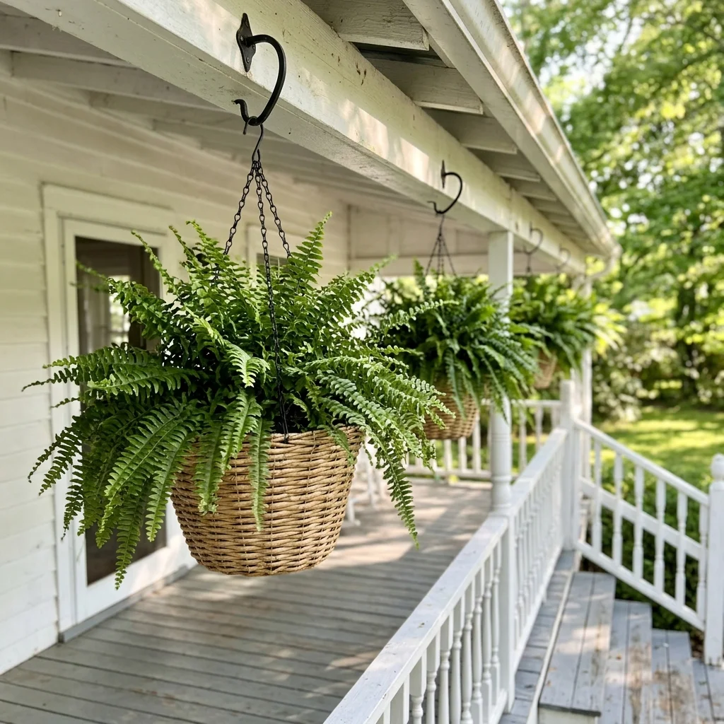 29 Covered Porch Ideas for a Warm, Welcoming Retreat 4 Hanging Fern Baskets