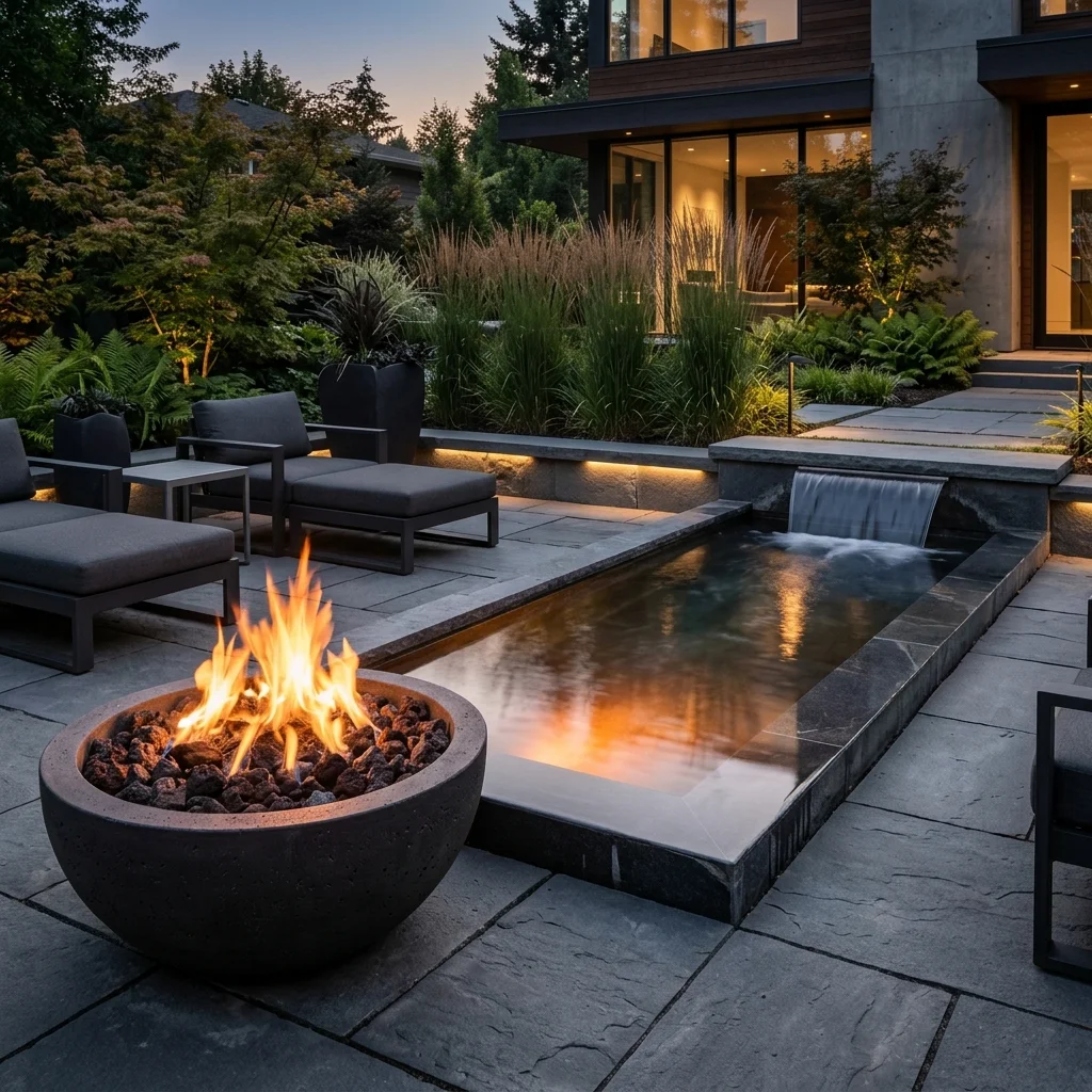 Fire Pit With Water Feature