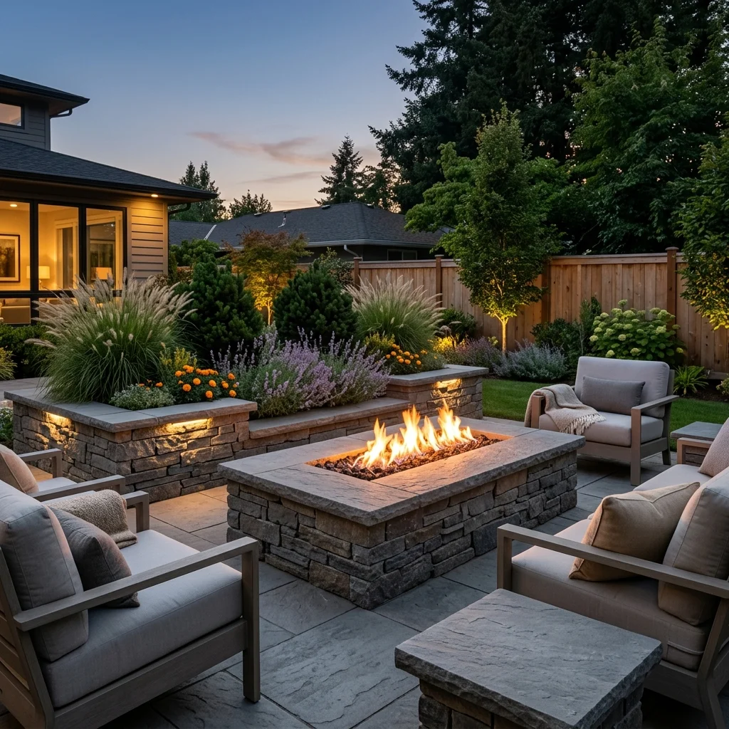 Fire Pit With Built In Planters