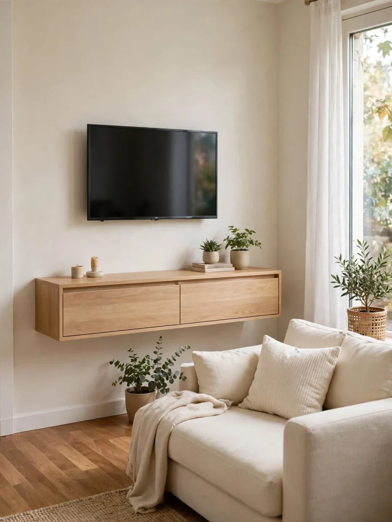 26 Very Small Living Room Ideas for a Spacious Feel 10 Floating Media Console