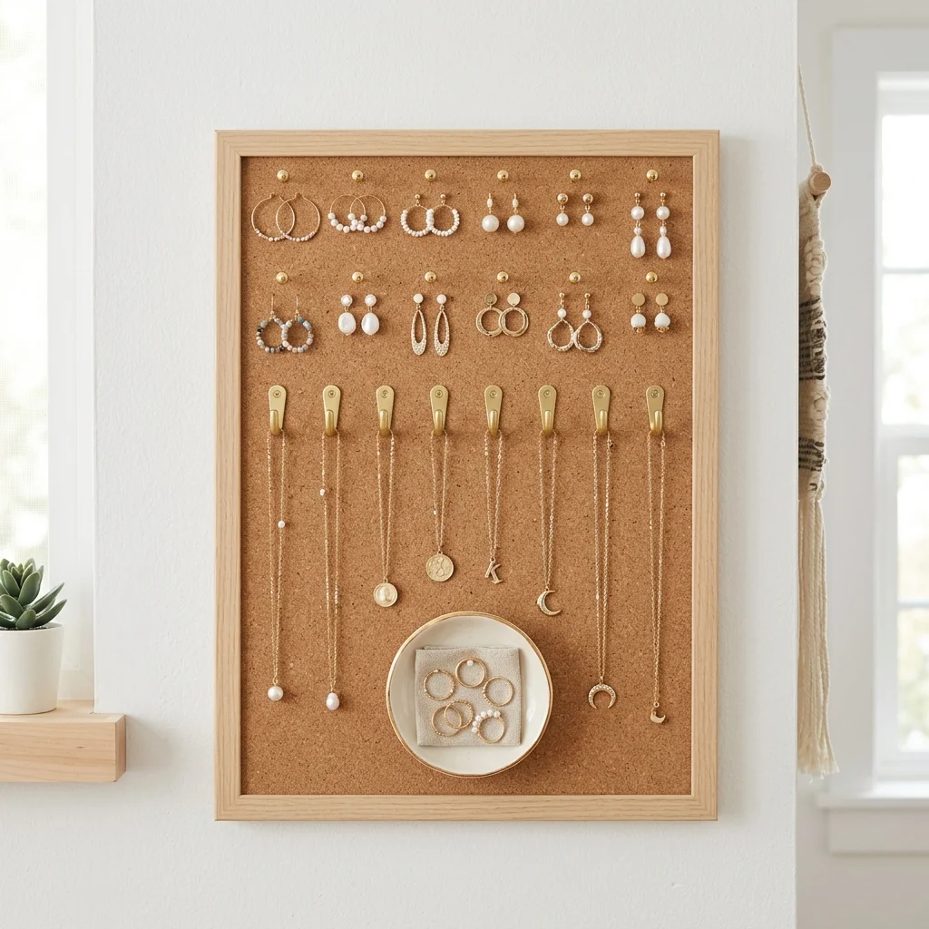 28 College Cork Board Ideas to Boost Campus Style Fast 20 Hanging Jewelry Board