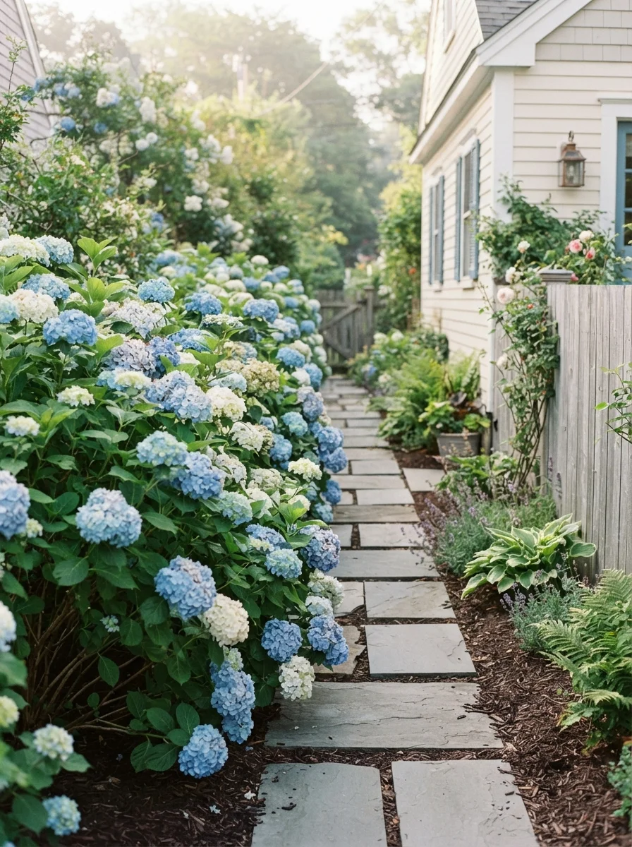 26 Side of House Landscaping Ideas You'll Truly Adore 8 Hydrangea Hedge