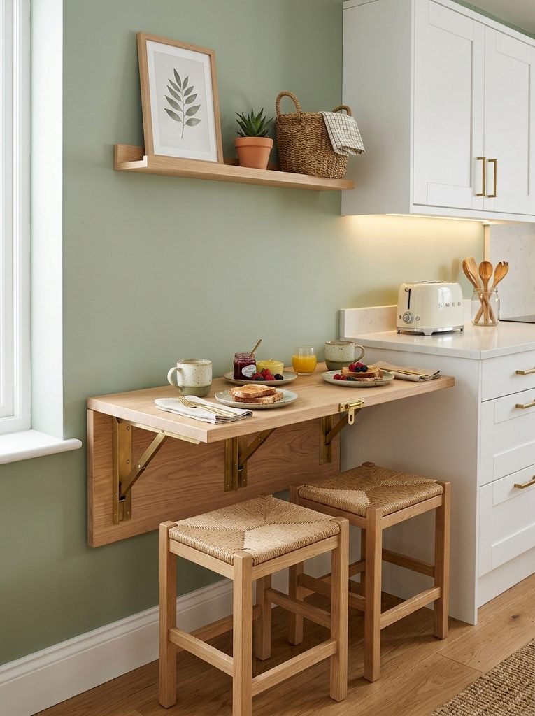 27 Breakfast Bar Ideas for Small Kitchens to Try Now 3 Fold-Down Breakfast Counter