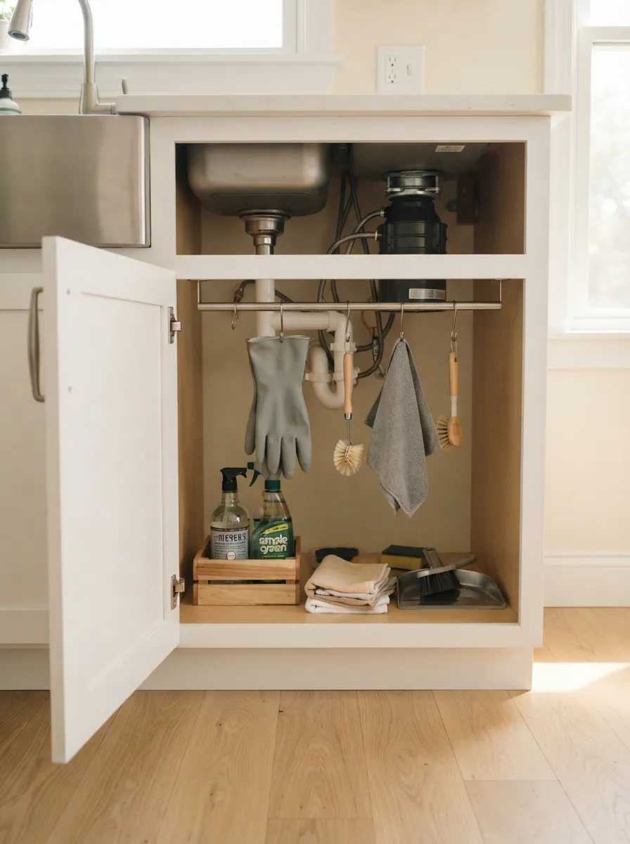 27 Under Kitchen Sink Organization Ideas to Save Space 27 Hanging Rail Hooks