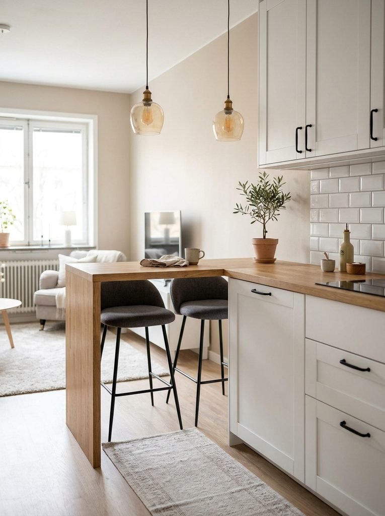 27 Breakfast Bar Ideas for Small Kitchens to Try Now 5 Slim Peninsula Bar