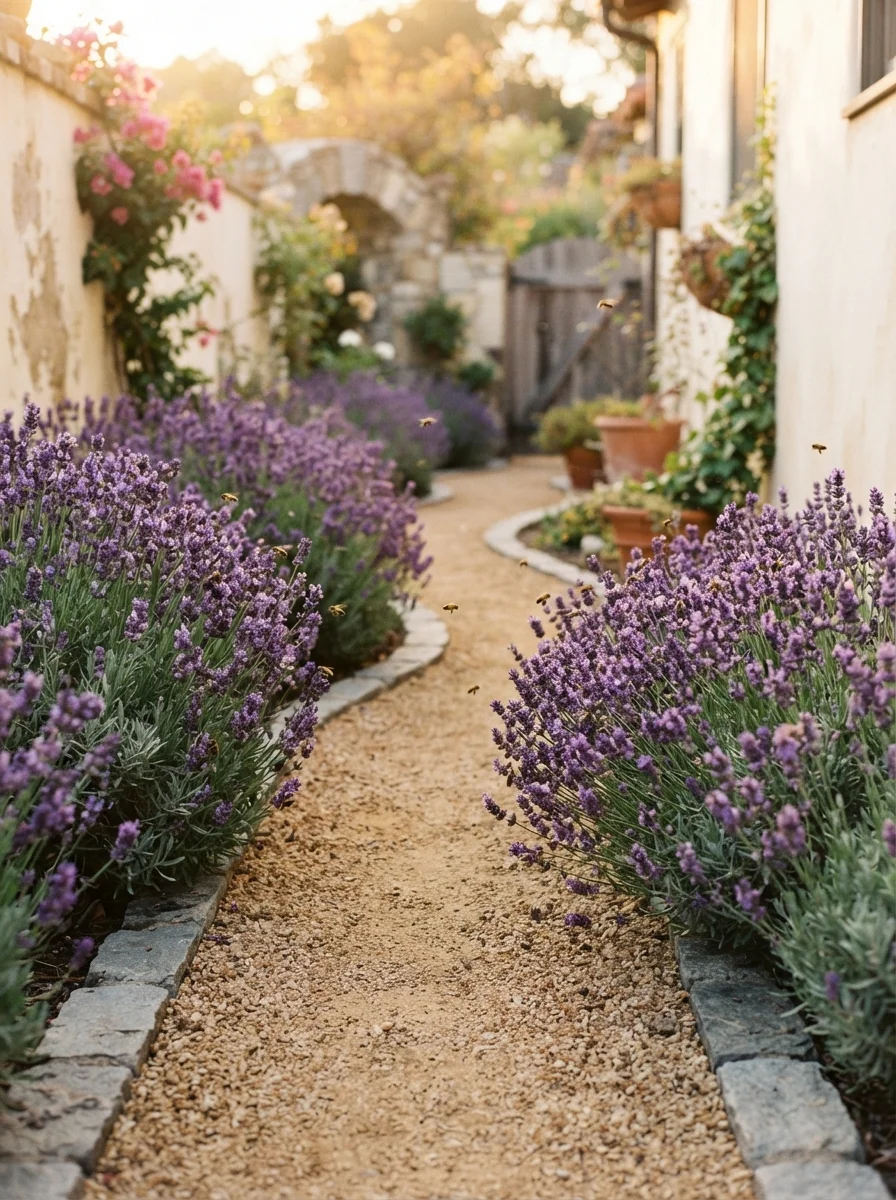 26 Side of House Landscaping Ideas You'll Truly Adore 16 Lavender Walkway