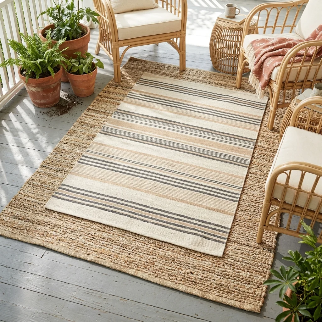 28 Back Porch Ideas That Feel Instantly Super Inviting 3 Layered Outdoor Rug