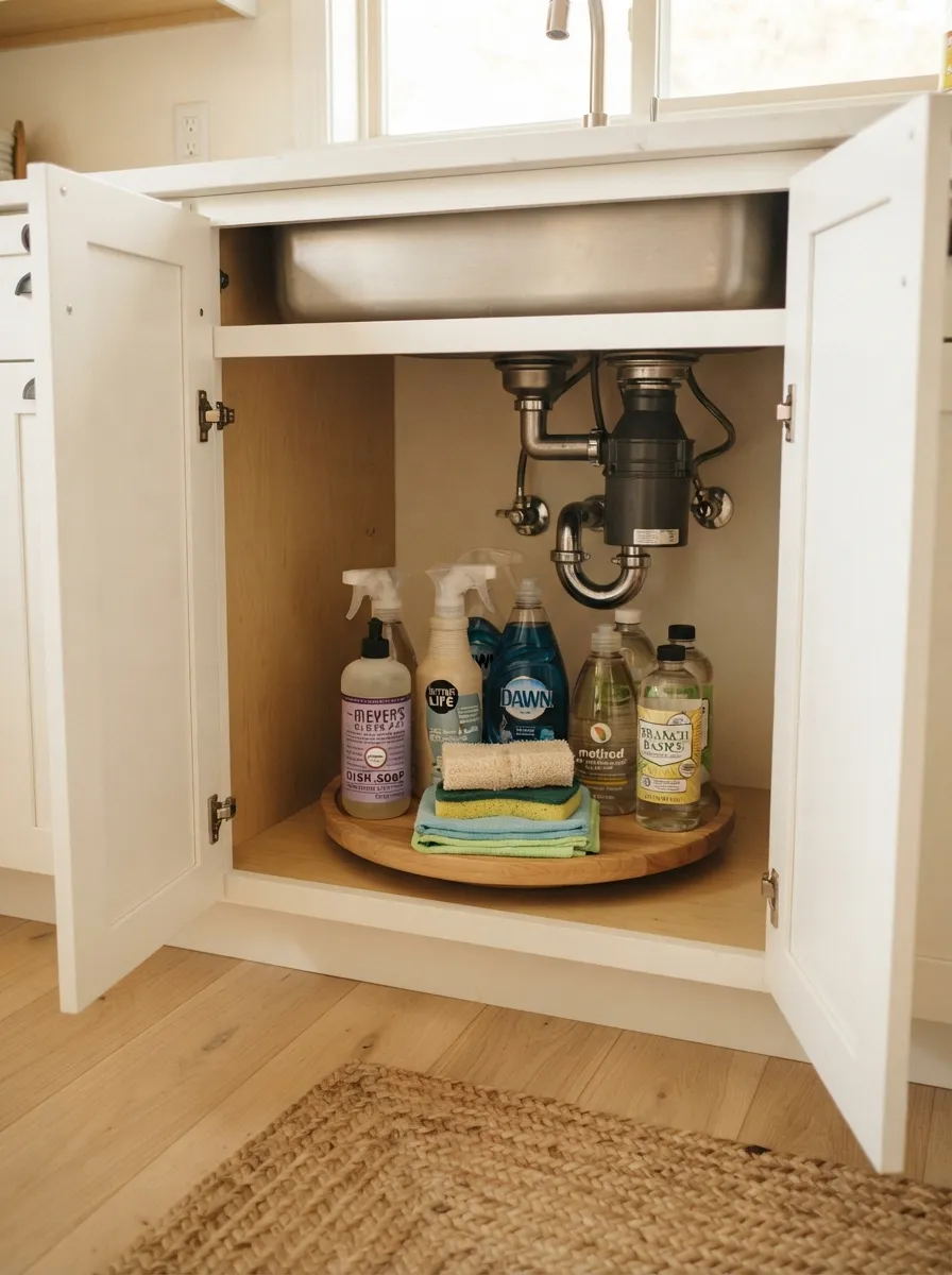 27 Under Kitchen Sink Organization Ideas to Save Space 11 Lazy Susan Organizer
