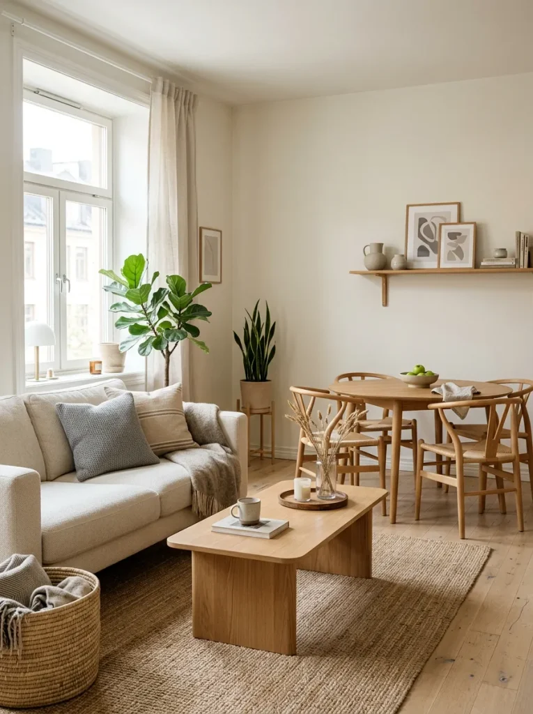 26 Small Living Room Dining Room Combo Ideas to Try 7 Matching Wood Tones
