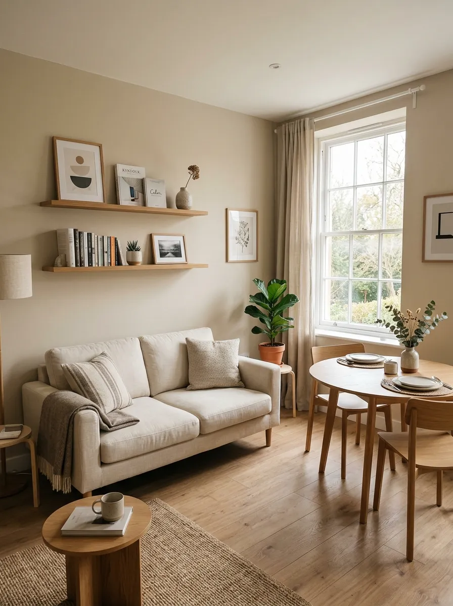26 Small Living Room Dining Room Combo Ideas to Try 11 Floating Shelves
