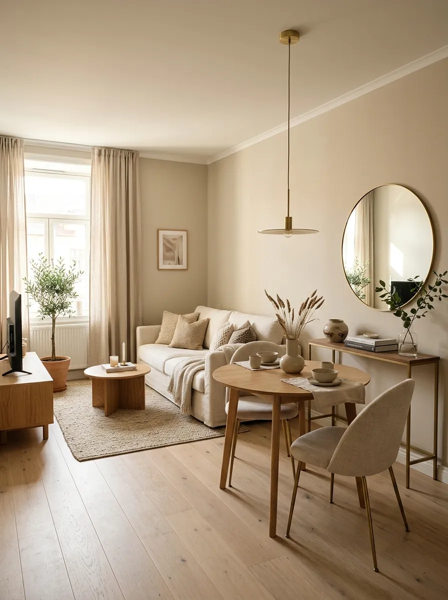 26 Small Living Room Dining Room Combo Ideas to Try 17 Mirror Accent Wall