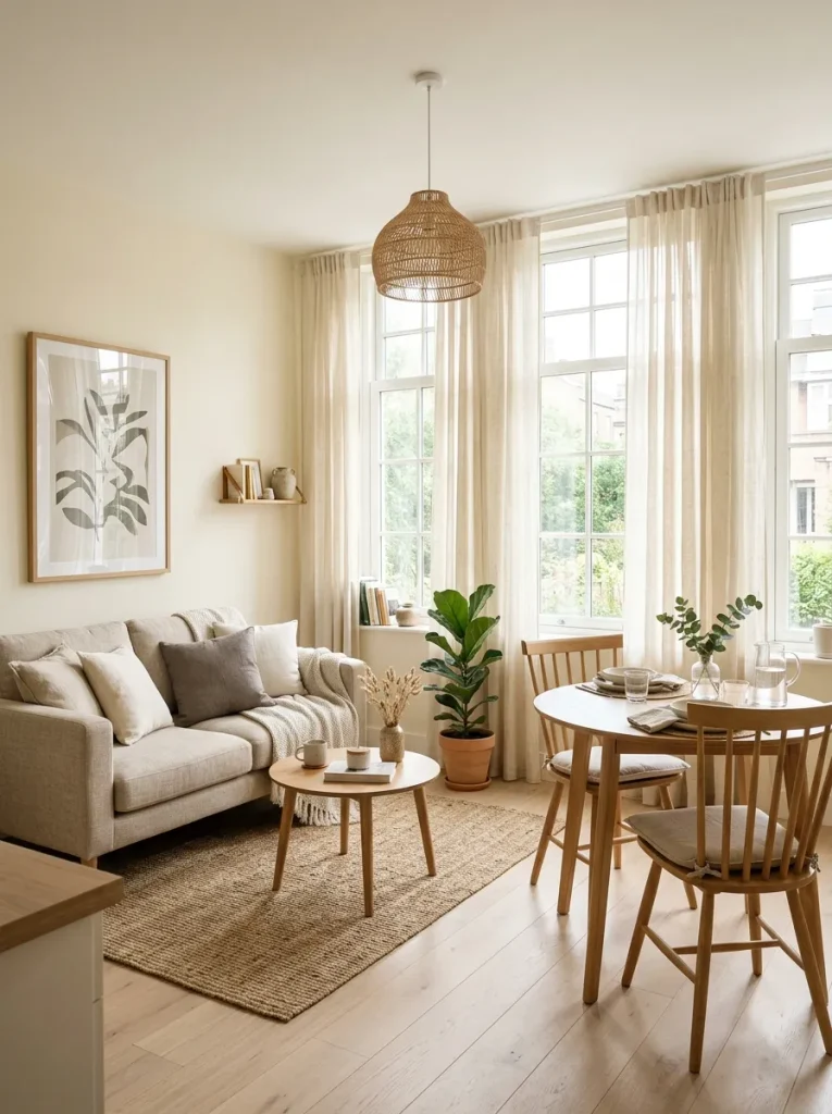 26 Small Living Room Dining Room Combo Ideas to Try 21 Light Curtain Panels