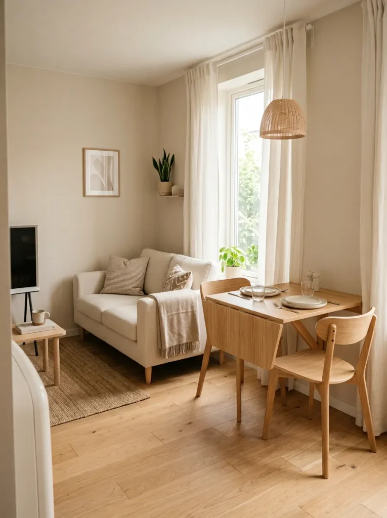 26 Small Living Room Dining Room Combo Ideas to Try 6 Wall-Mounted Dining Table