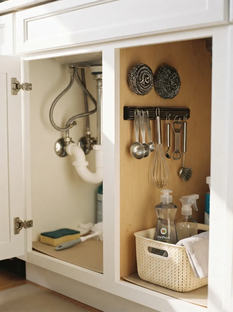 27 Under Kitchen Sink Organization Ideas to Save Space 13 Magnetic Side Storage