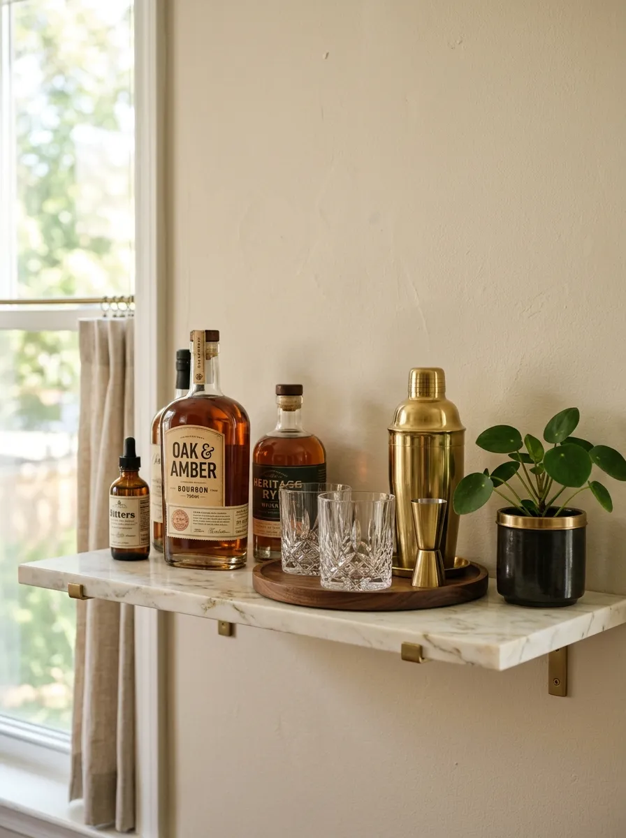 27 DIY Bar Shelf Ideas to Create Wow-Worthy Styles 25 Marble Bar Ledge
