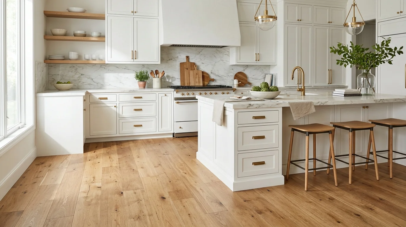 Flooring Ideas for White Kitchen Cabinets
