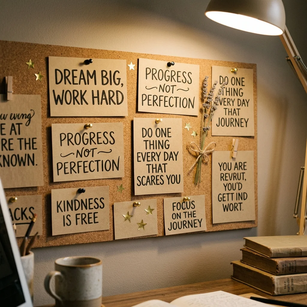 28 College Cork Board Ideas to Boost Campus Style Fast 16 Quote Wall Display