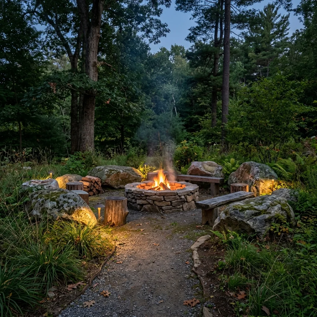 Natural Boulders Around Fire Pit