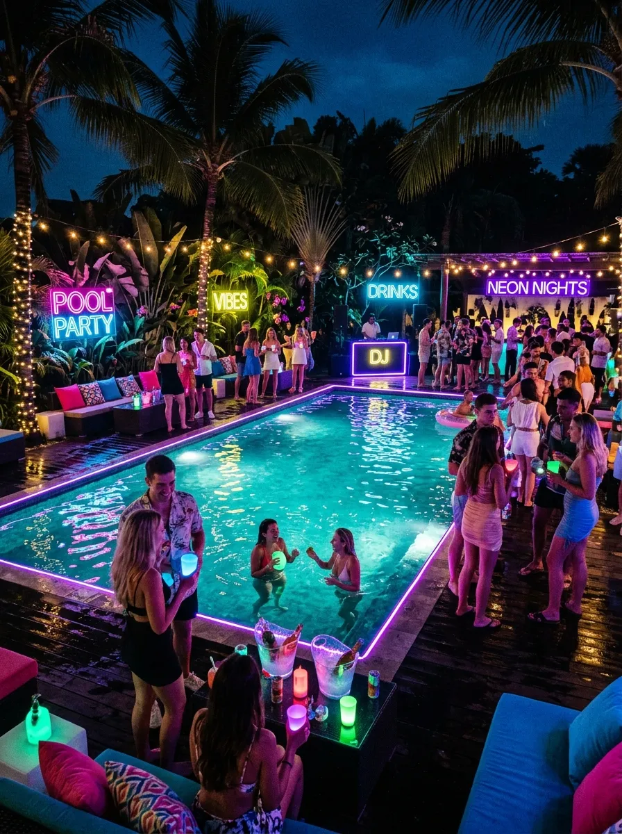 Neon Pool Accents